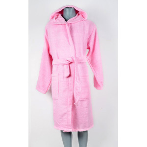 Луксозна серия Халат цвят розов с качулка